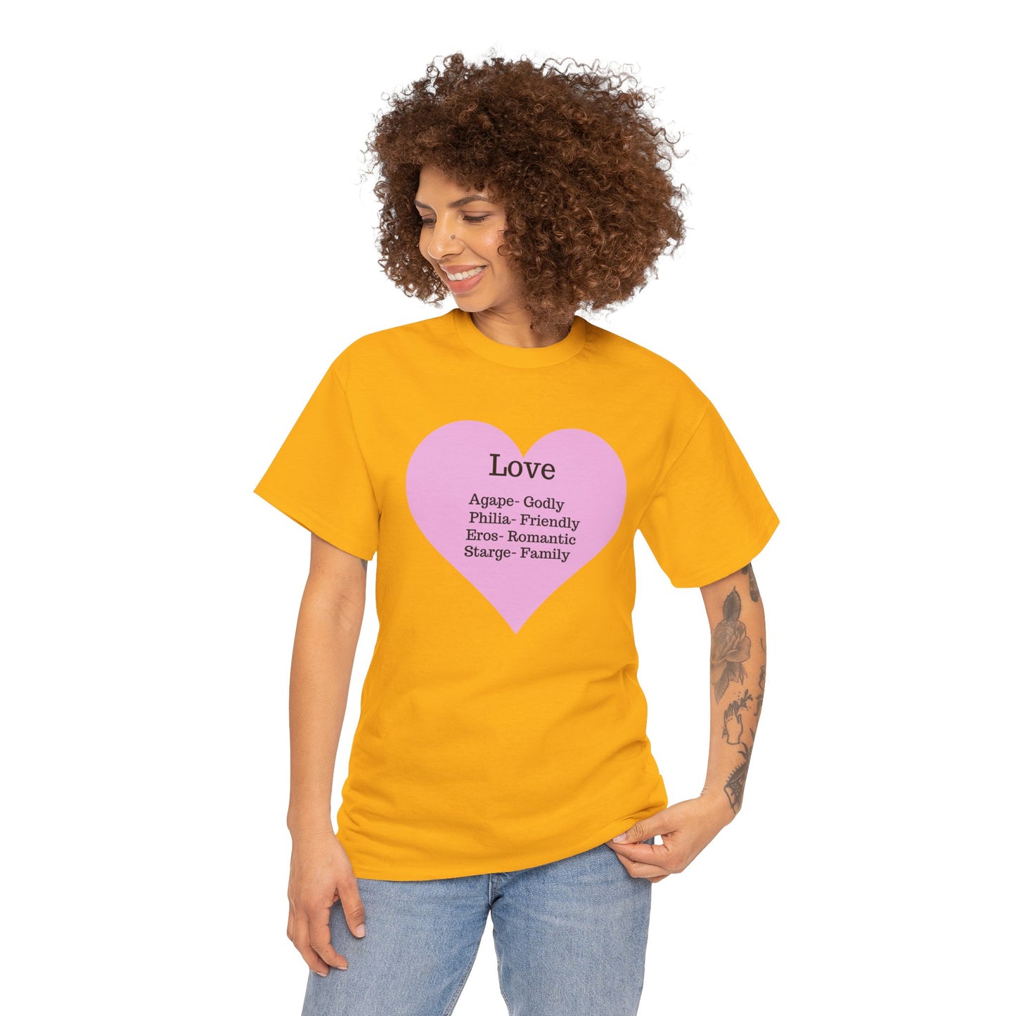 Unisex Love Heart Heavy Cotton T-Shirt - Comfortable Classic Fit Apparel