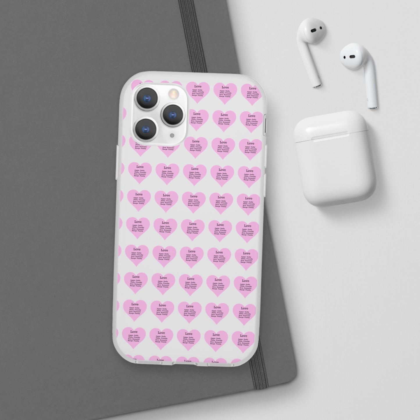 Pink Hearts Transparent Phone Case