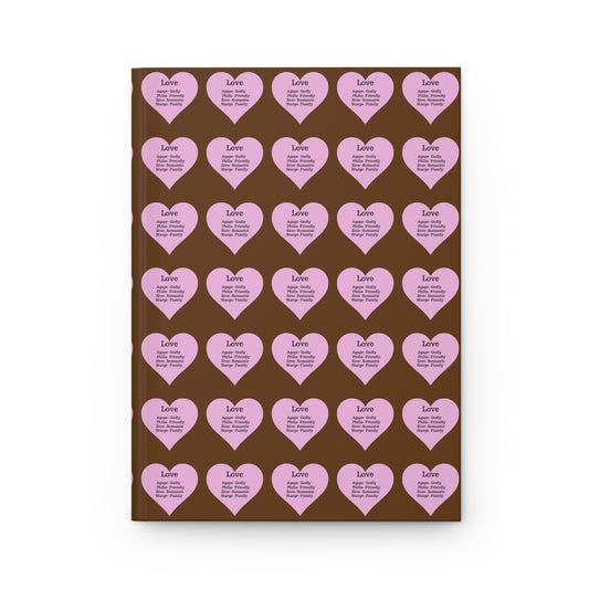 Charming Heart Hardcover Journal Pattern - Lined Pages (Brown)