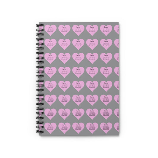 Charming Heart Spiral Notebook Pattern - Ruled Pages (Grey)