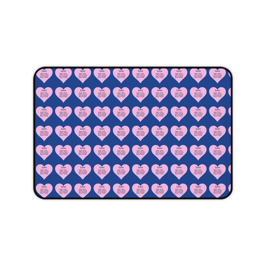 Love Hearts Desk Mat (Dark blue)