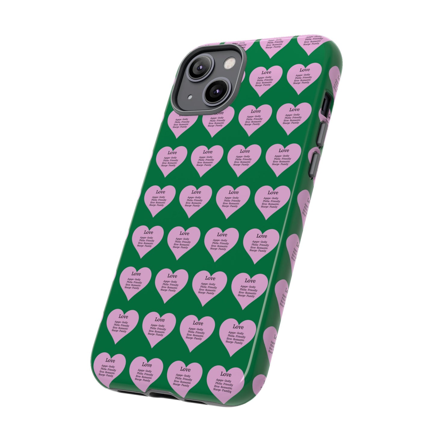 Hearts-A-Flutter Phone Case (iPhone, Google Pixel)(Dark green)