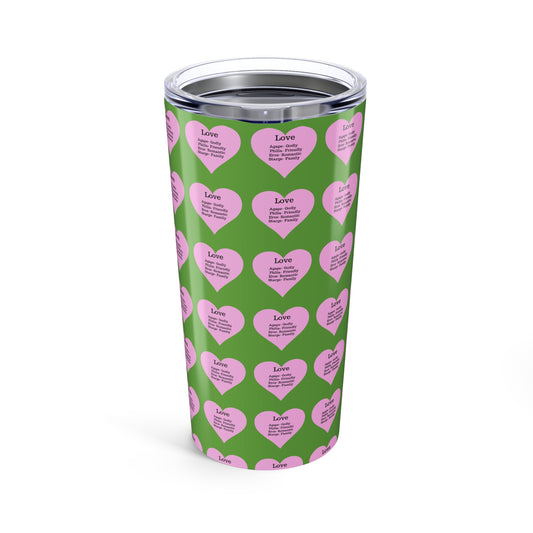 Charming Heart Insulated Stainless Steel Tumbler (20oz)(Green)