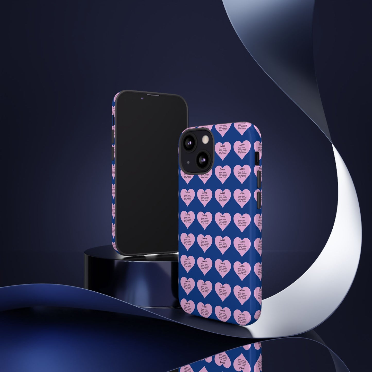 Hearts-A-Flutter Phone Case (iPhone, Google Pixel)(Dark blue)