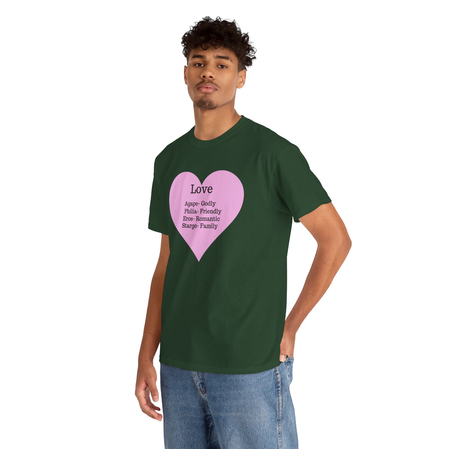 Unisex Love Heart Heavy Cotton T-Shirt - Comfortable Classic Fit Apparel