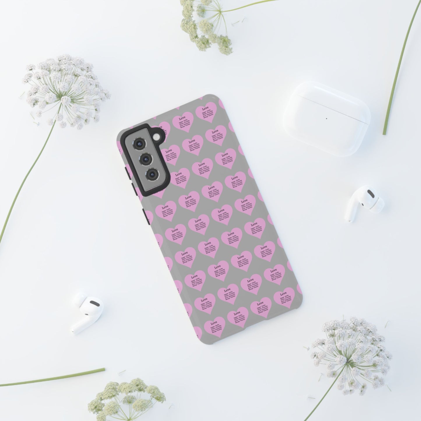 Hearts-A-Flutter Phone Case (Samsung)(Light grey)