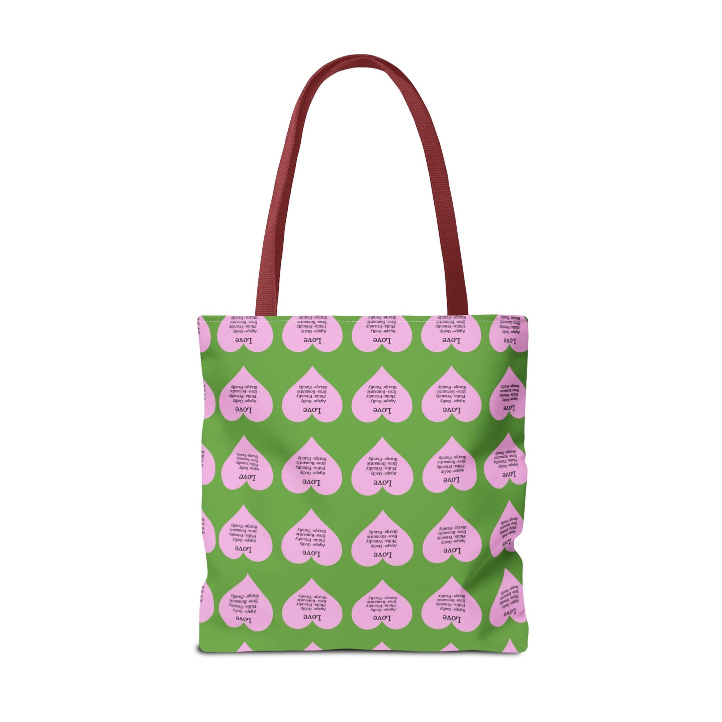Pink Hearts Tote Bag (Green)