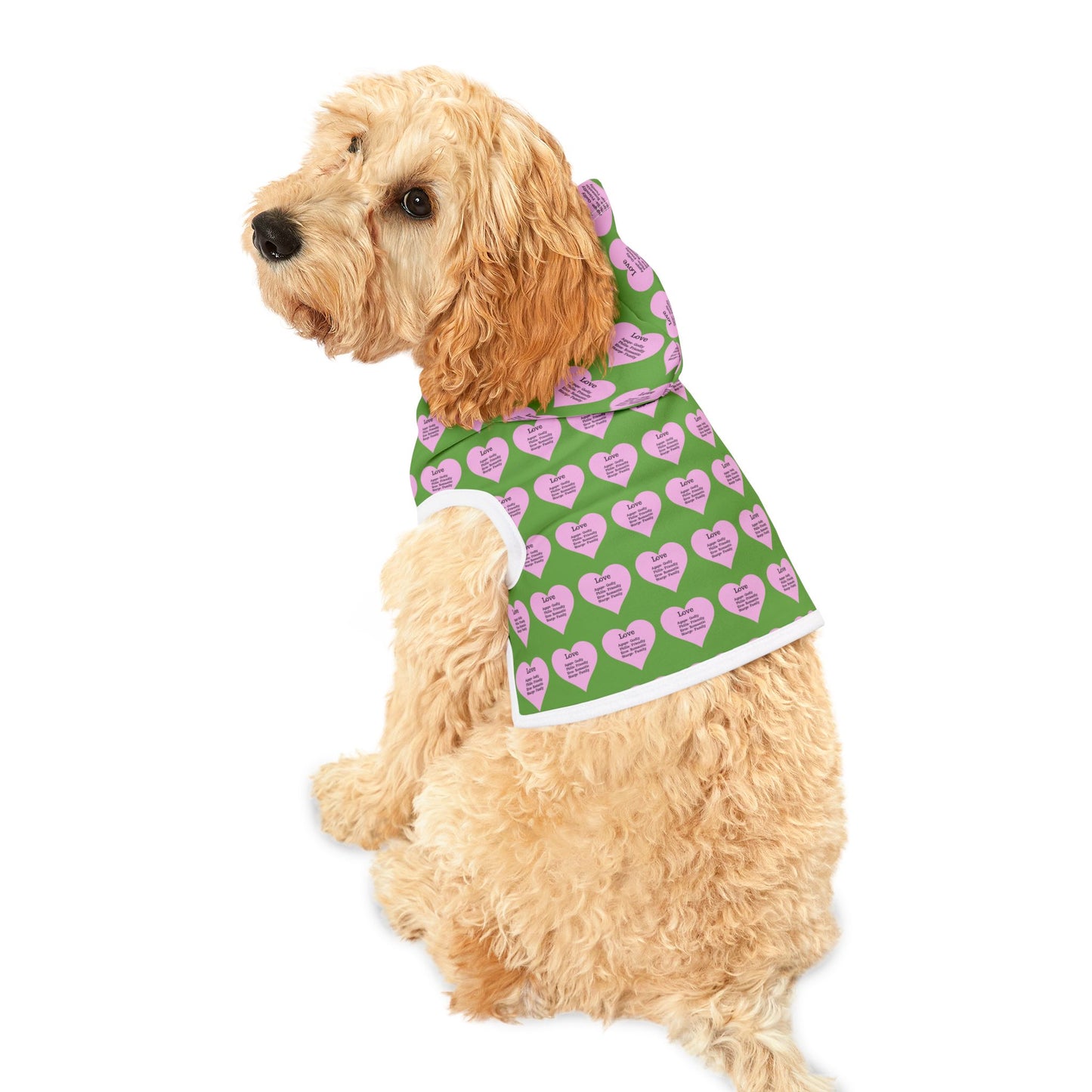 Charming Heart Pet Hoodie Pattern (Green)