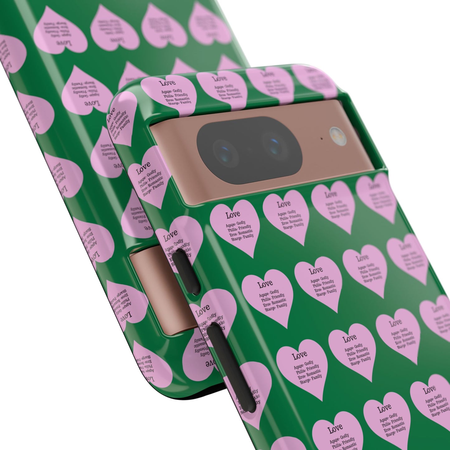 Hearts-A-Flutter Phone Case (iPhone, Google Pixel)(Dark green)
