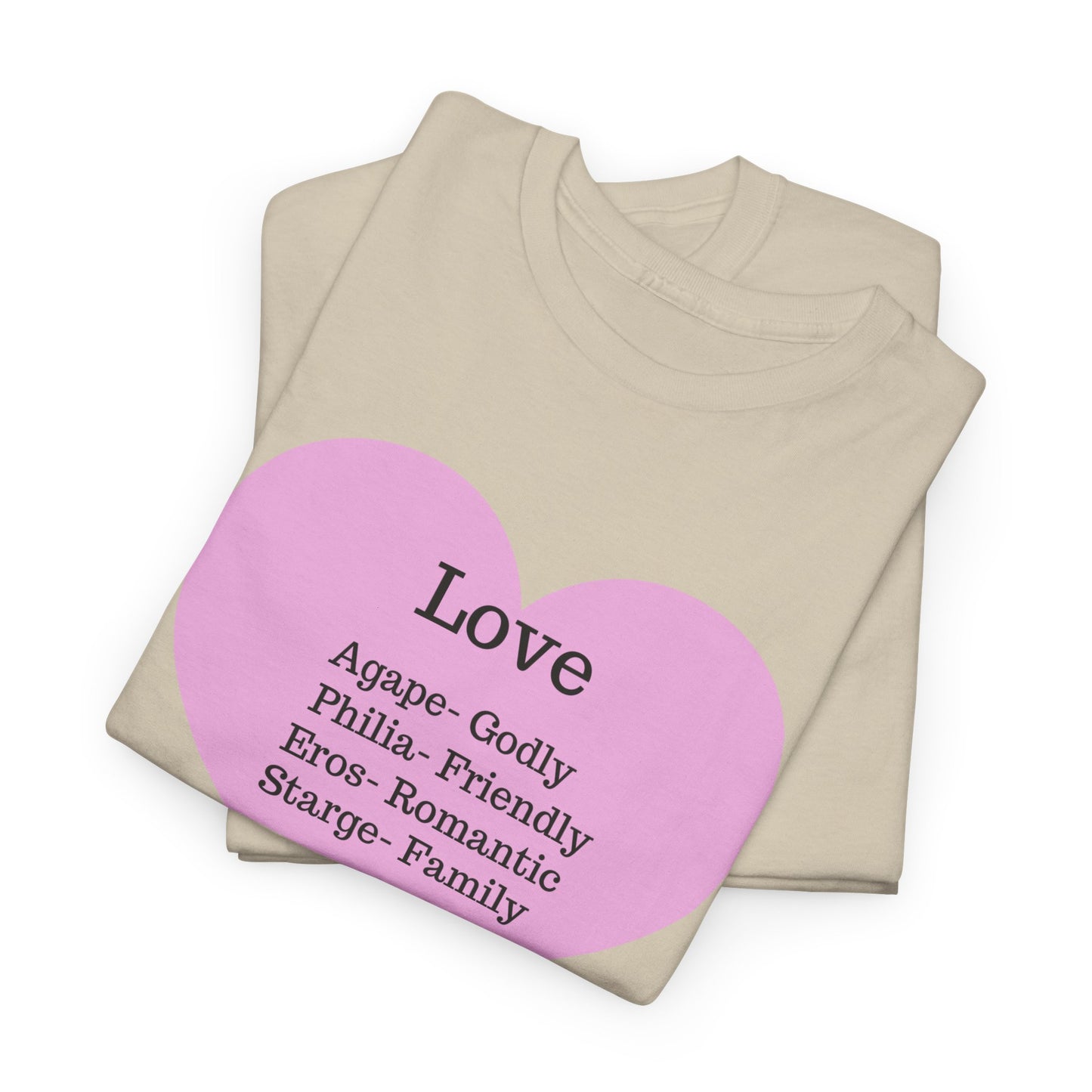 Unisex Love Heart Heavy Cotton T-Shirt - Comfortable Classic Fit Apparel