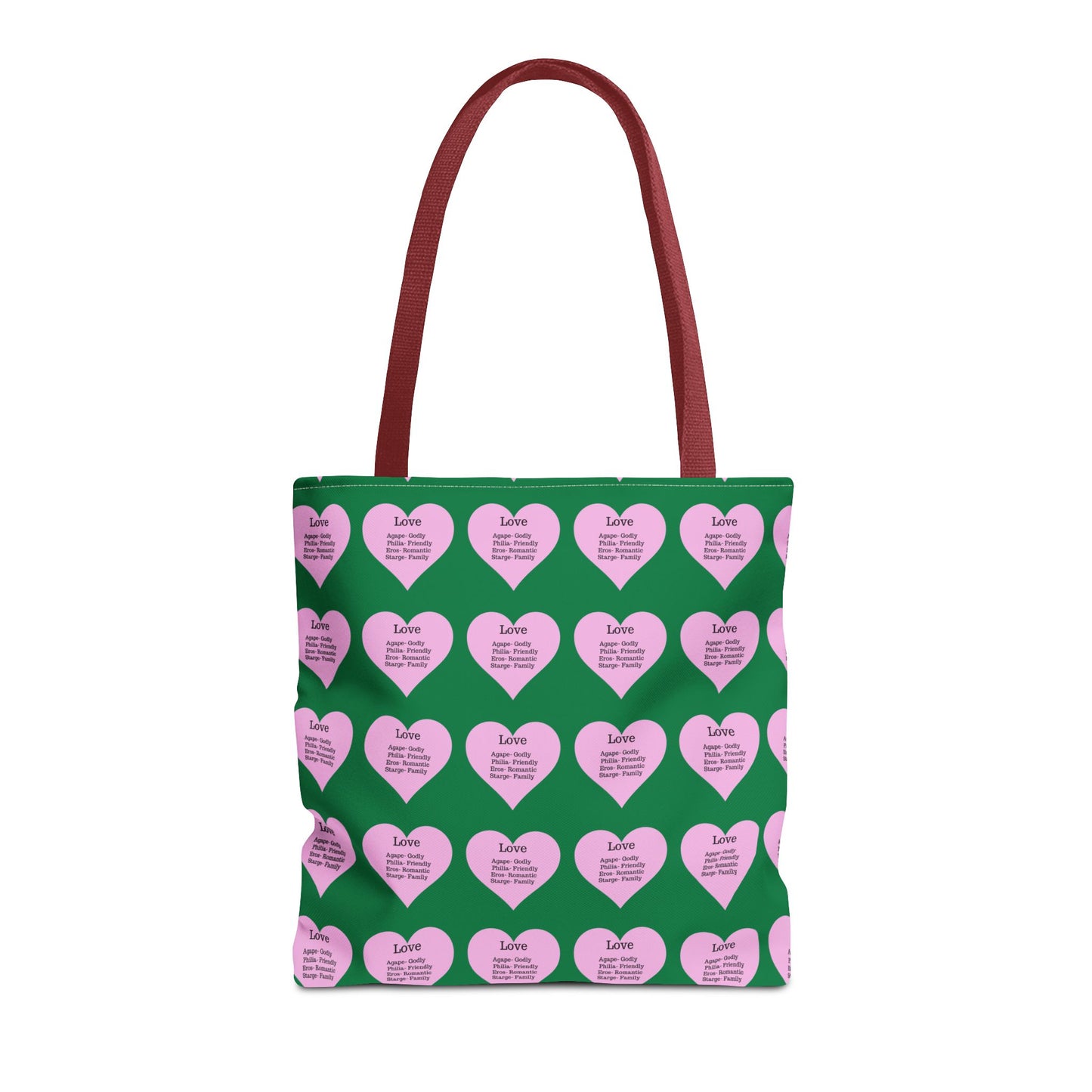 Pink Hearts Tote Bag (Dark green)