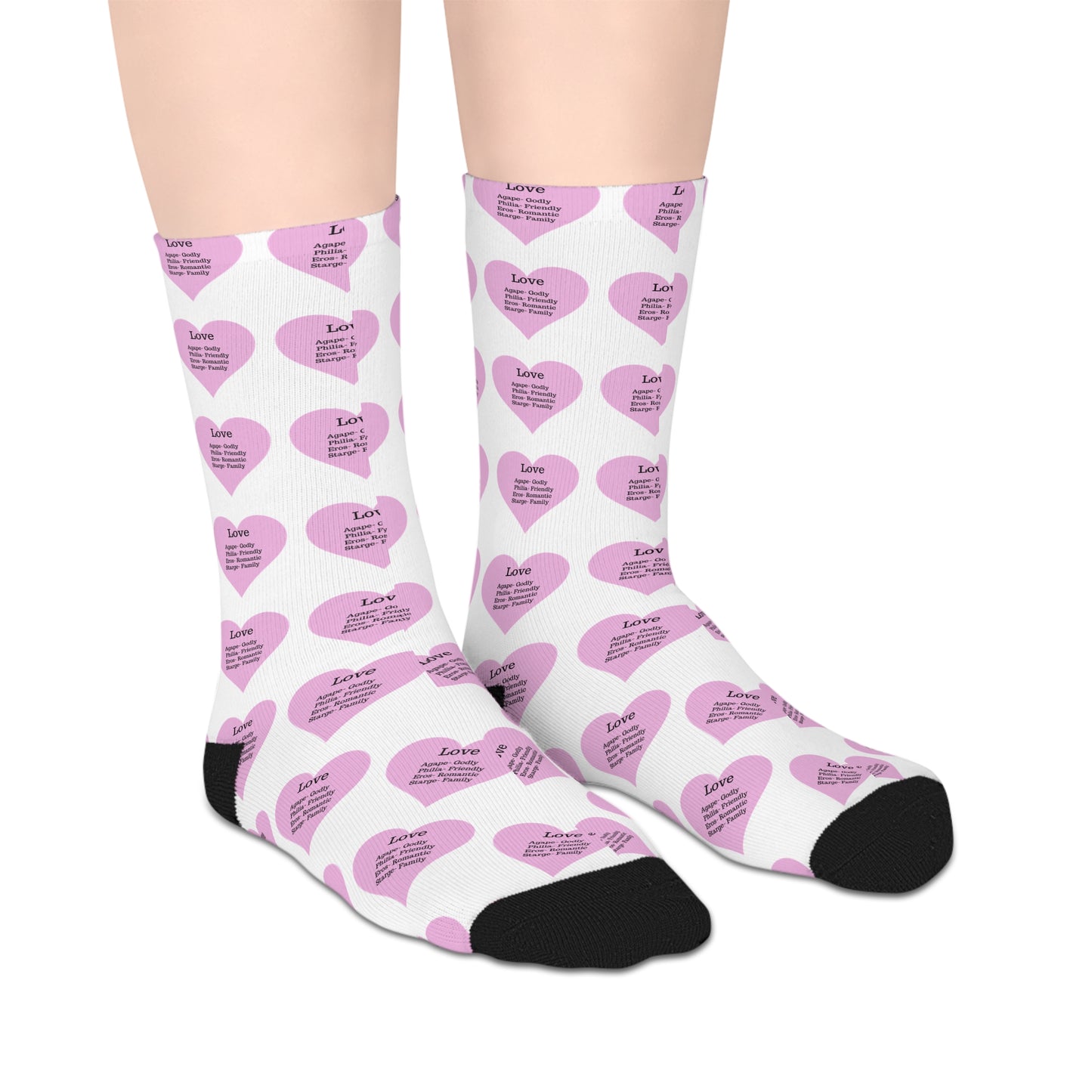 The Love Hearts Mid-Length Socks (White)