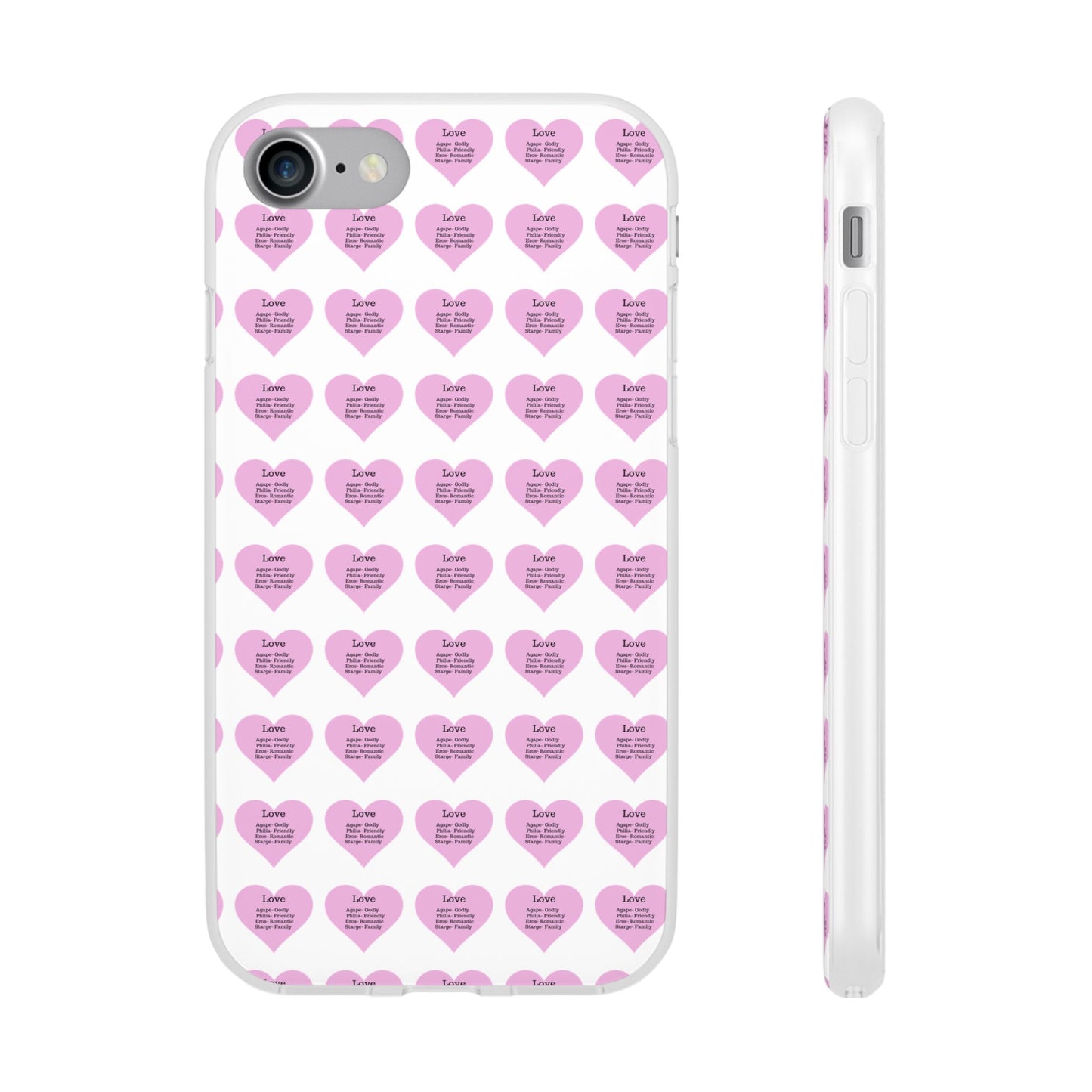 Pink Hearts Transparent Phone Case