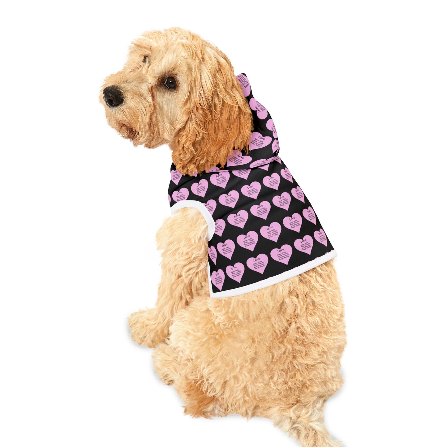Charming Heart Pet Hoodie Pattern (Black)