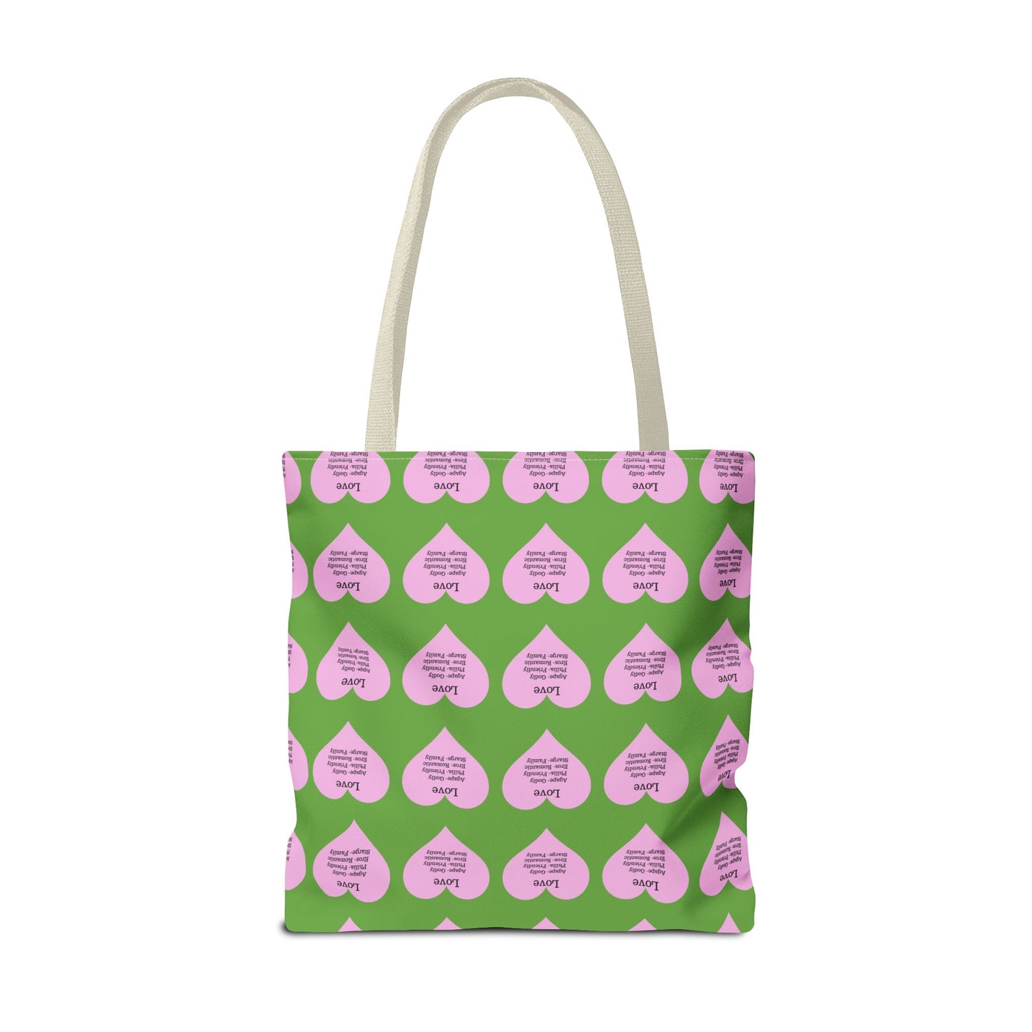 Pink Hearts Tote Bag (Green)