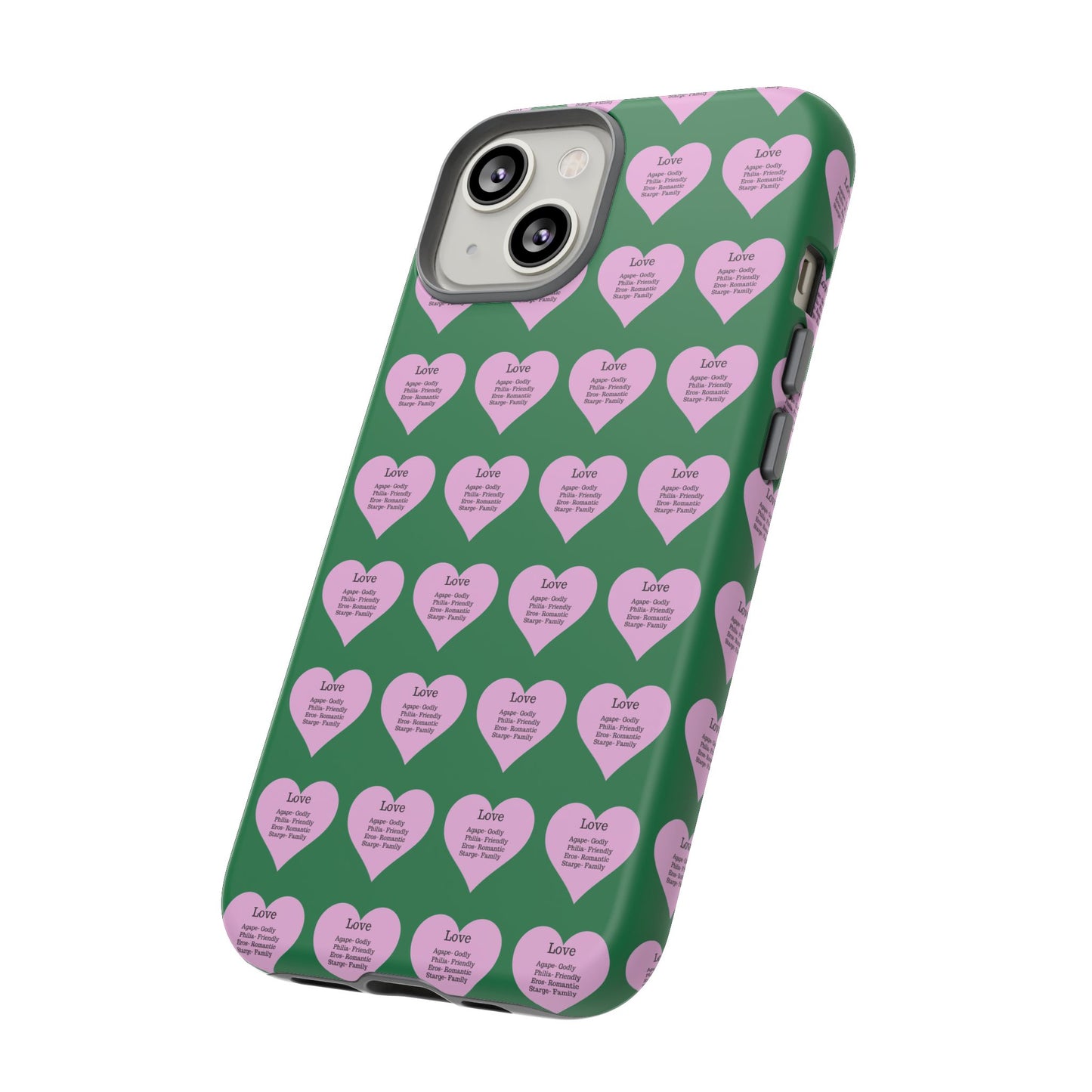 Hearts-A-Flutter Phone Case (iPhone, Google Pixel)(Dark green)