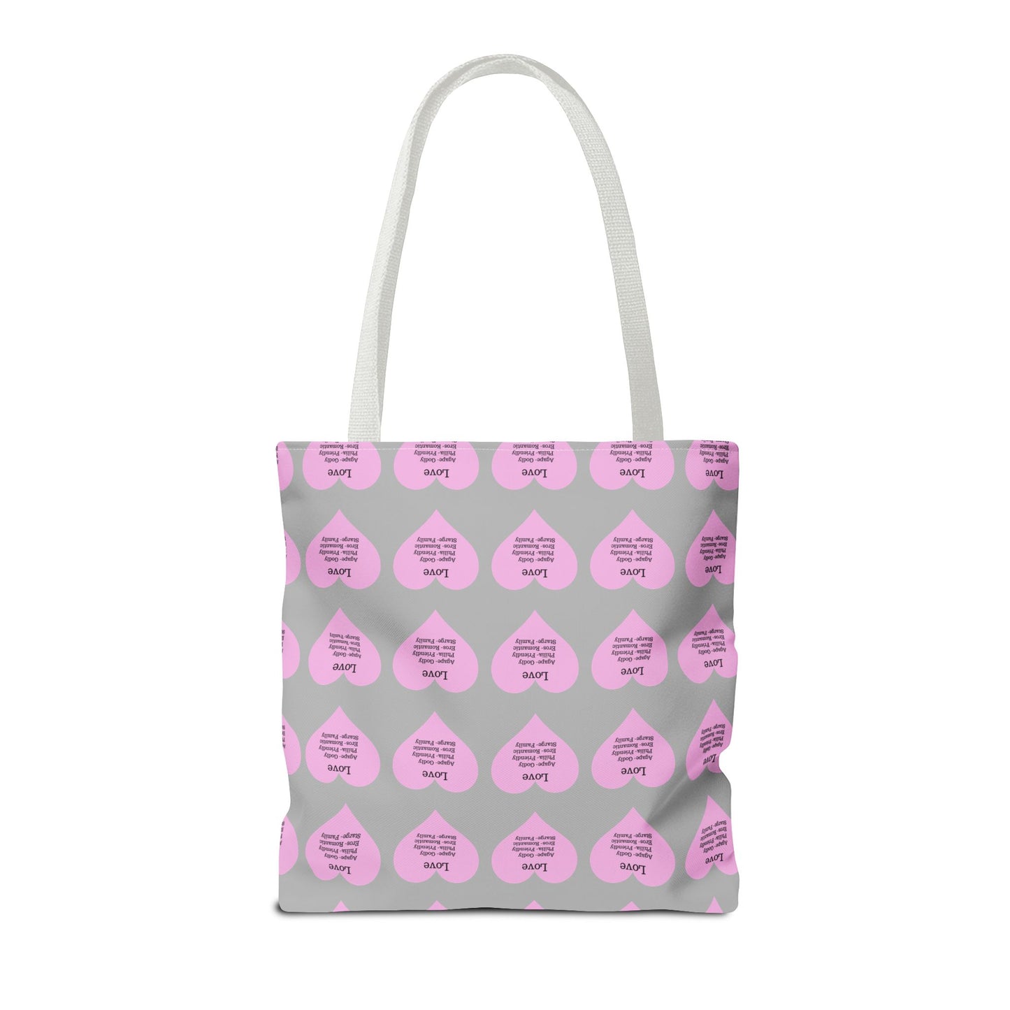 Pink Hearts Tote Bag (Light grey)
