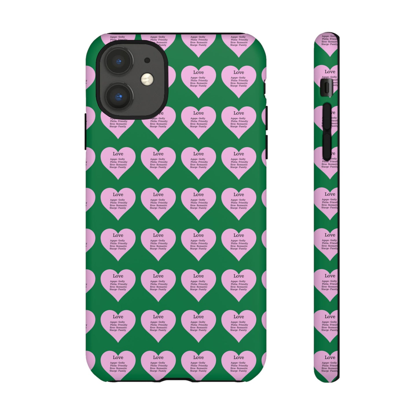Hearts-A-Flutter Phone Case (iPhone, Google Pixel)(Dark green)