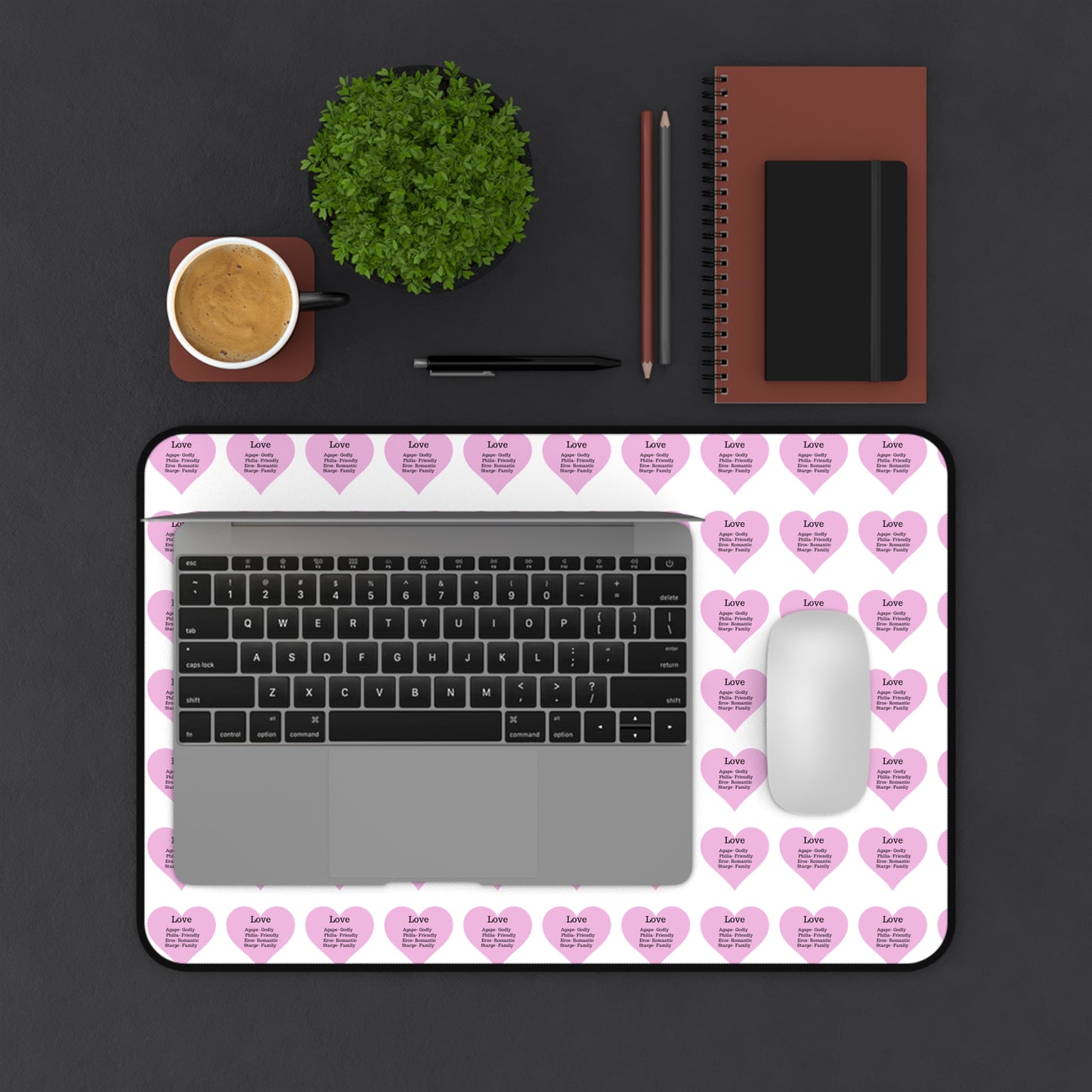Love Hearts Desk Mat (White)