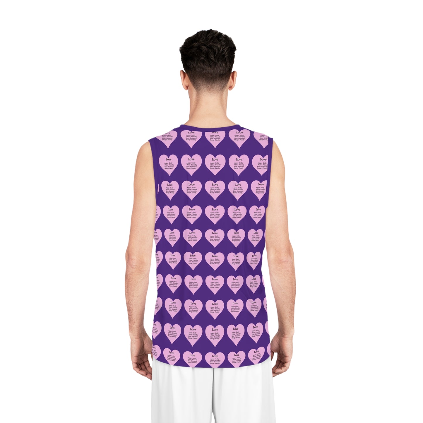 Love Heart All-Over-Print Basketball Jersey (Purple)