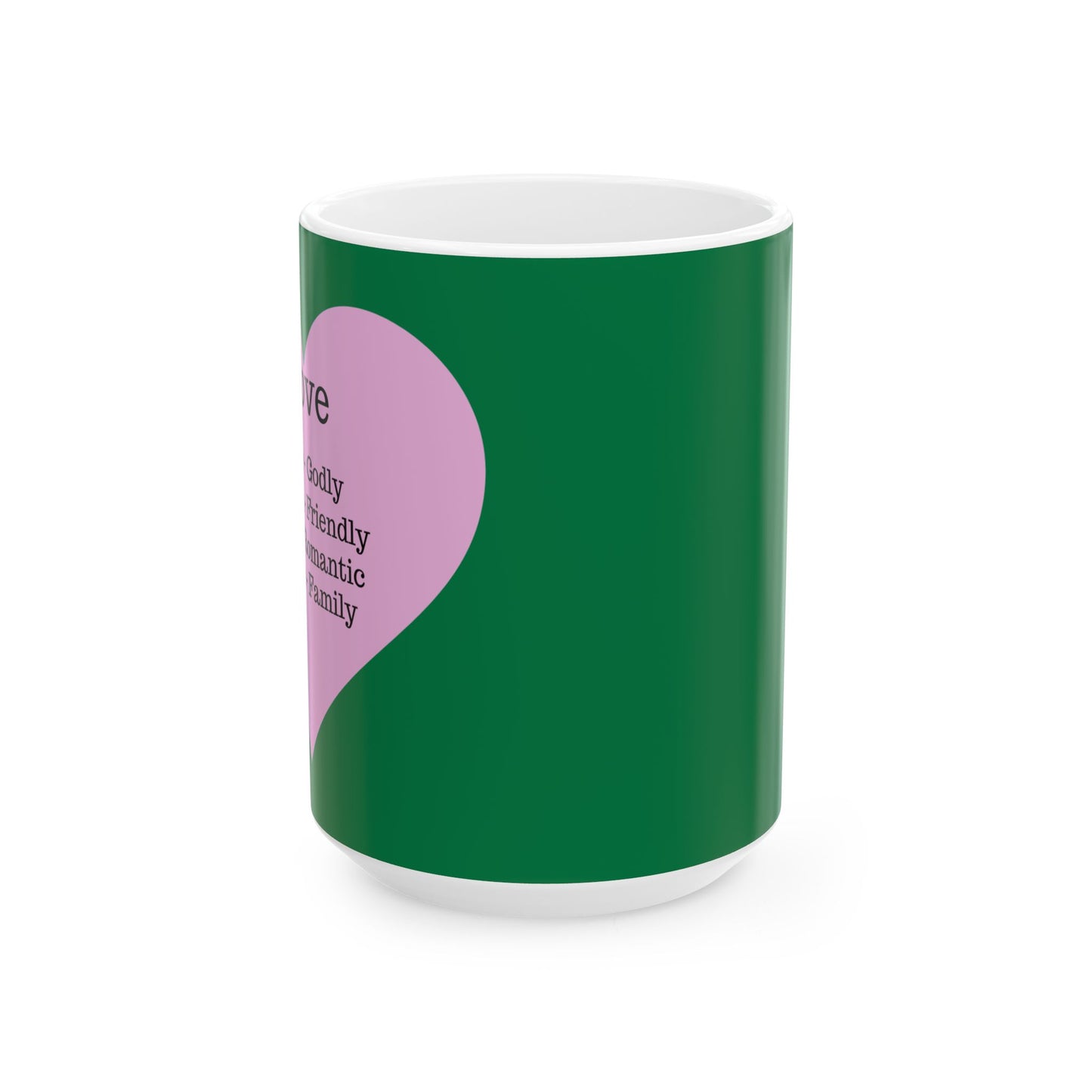 Charming Heart Ceramic Coffee Mug (Dark green)