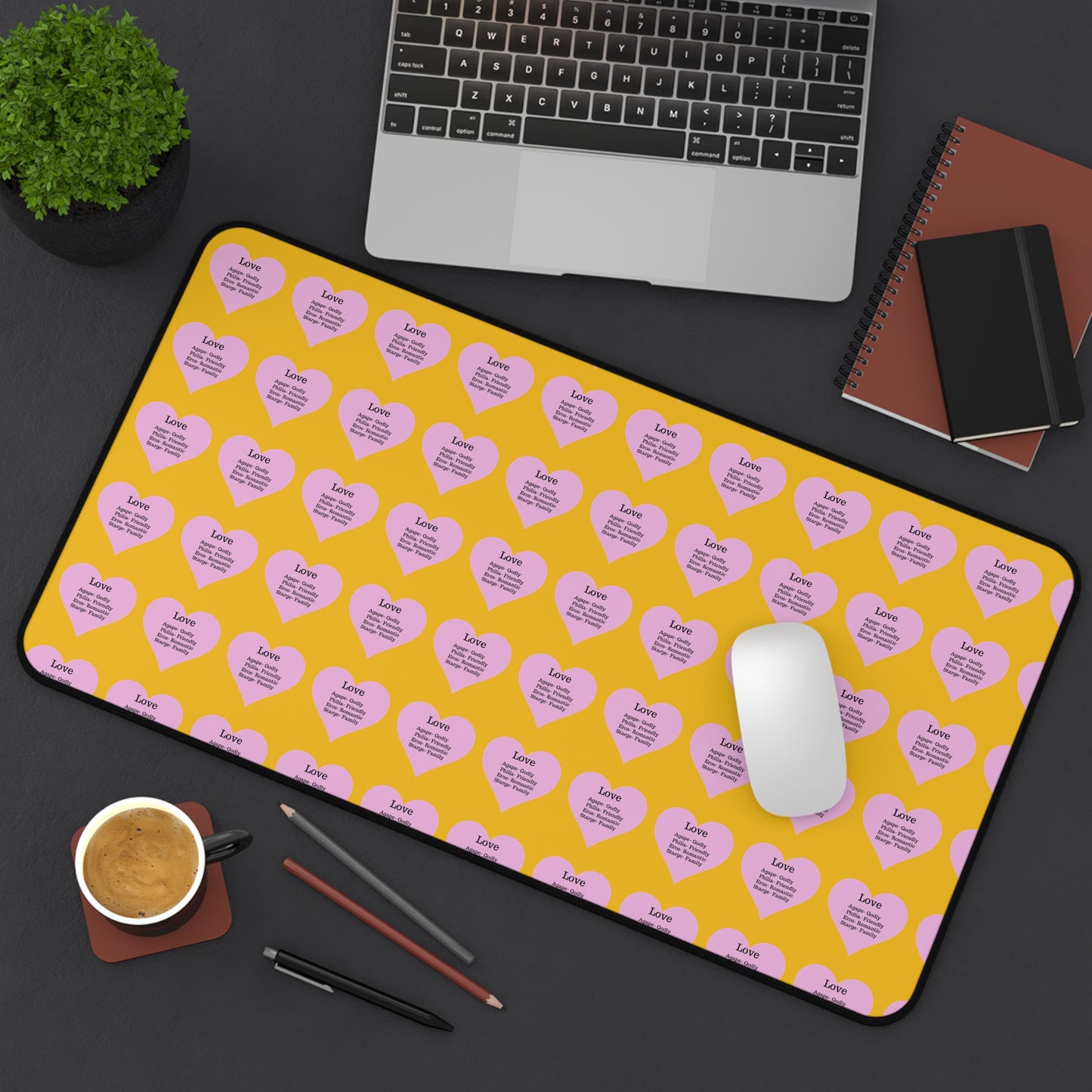 Love Hearts Desk Mat (Yellow)