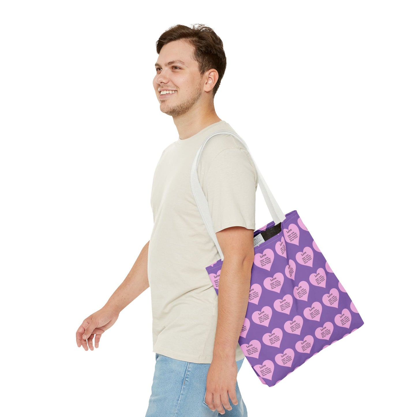 Pink Hearts Tote Bag (Light purple)
