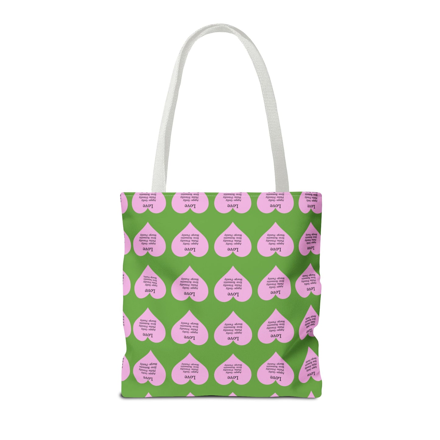 Pink Hearts Tote Bag (Green)