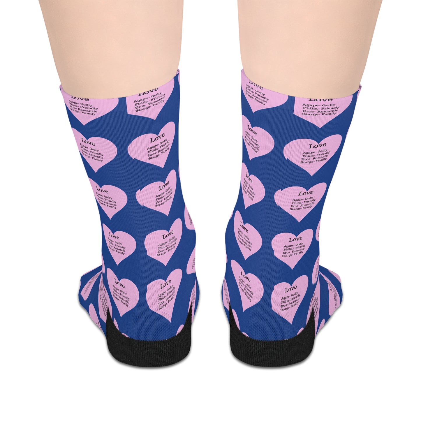 The Love Hearts Mid-Length Socks (Dark blue)