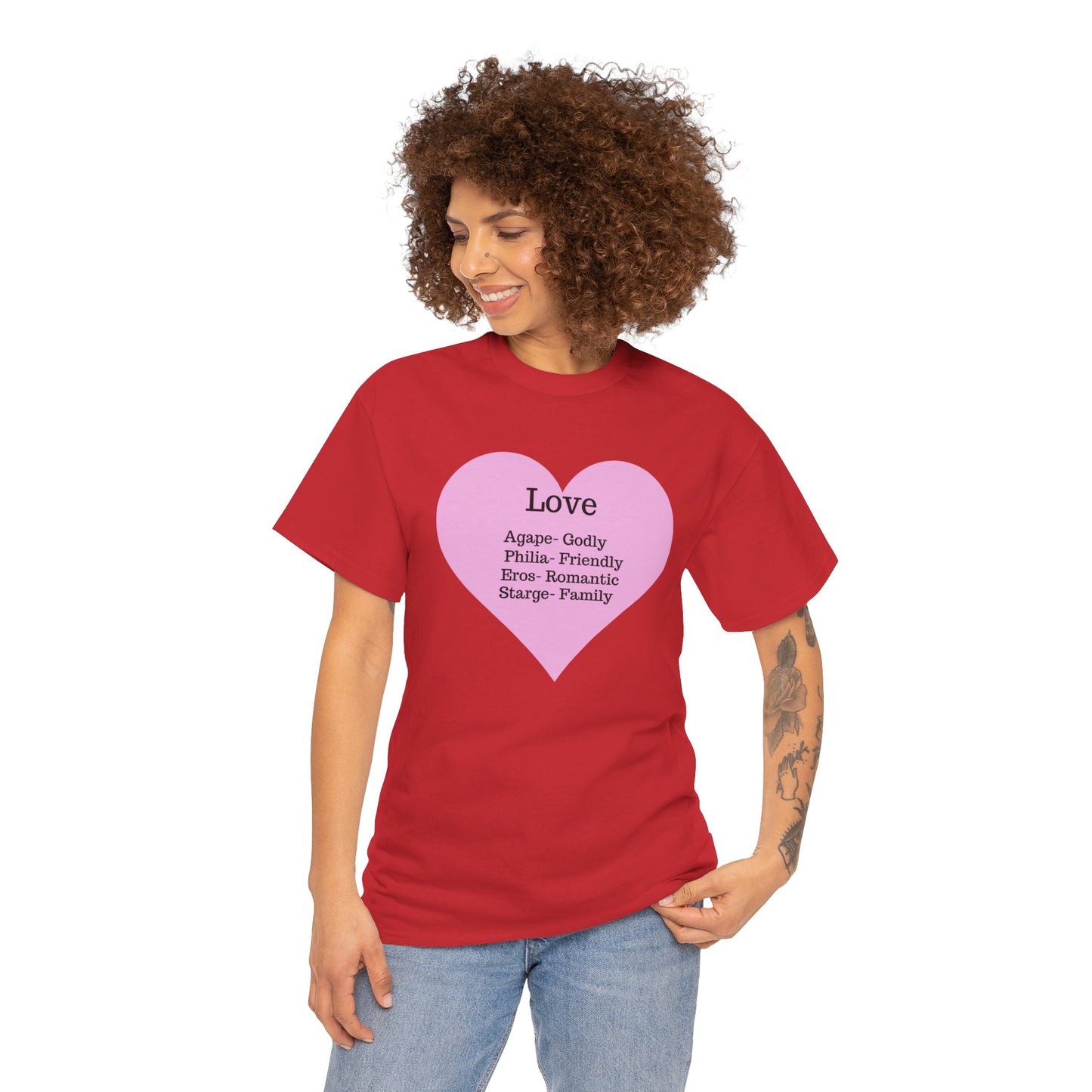 Unisex Love Heart Heavy Cotton T-Shirt - Comfortable Classic Fit Apparel