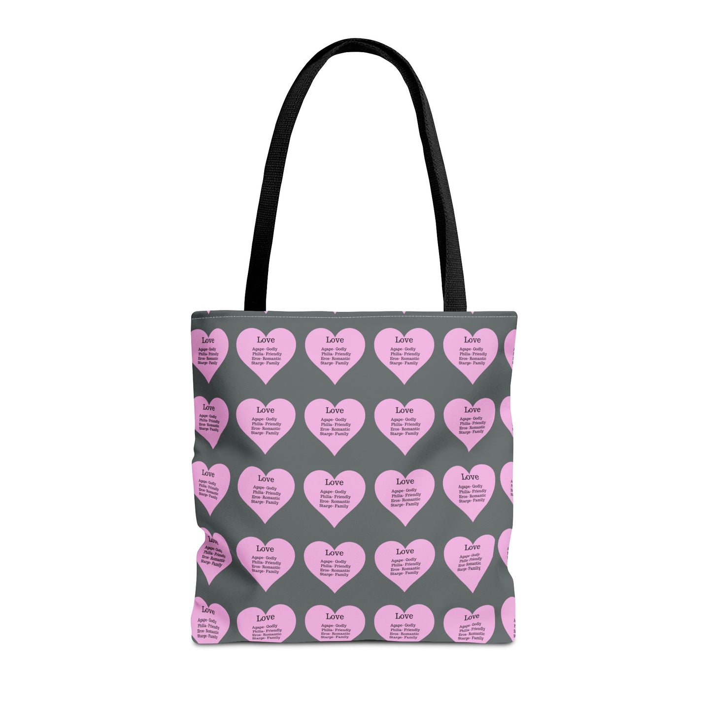 Pink Hearts Tote Bag (Dark grey)