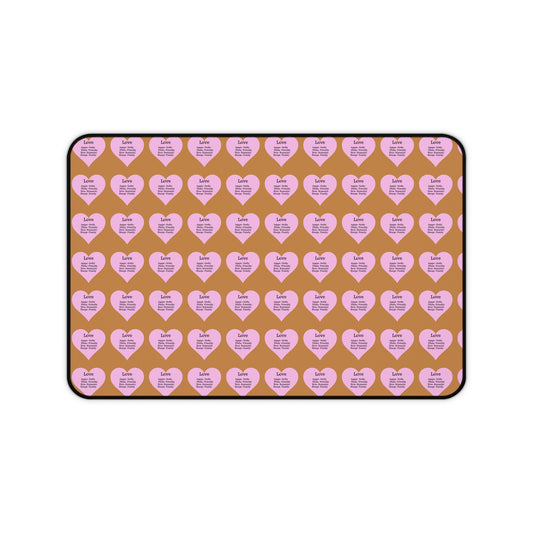 Love Hearts Desk Mat (Light brown)