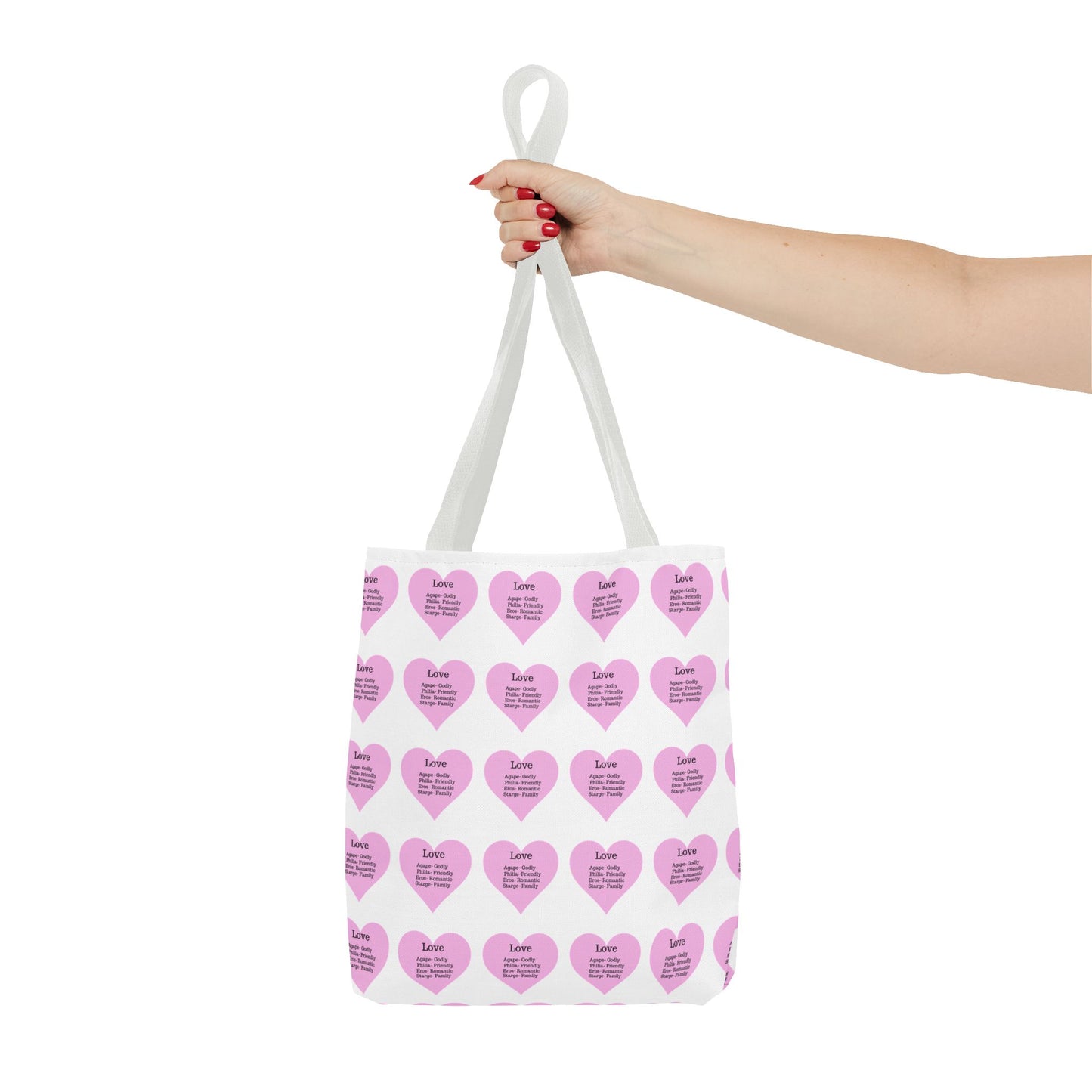 Pink Hearts Tote Bag (White)