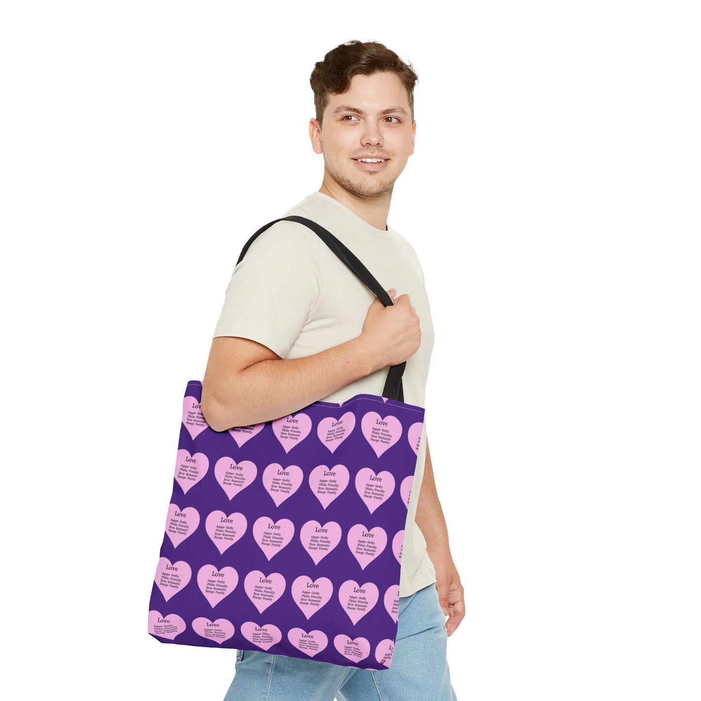 Pink Hearts Tote Bag (Purple)