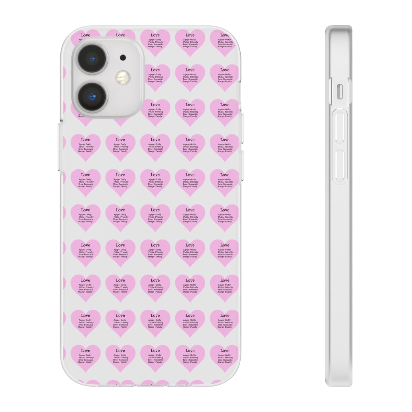 Pink Hearts Transparent Phone Case