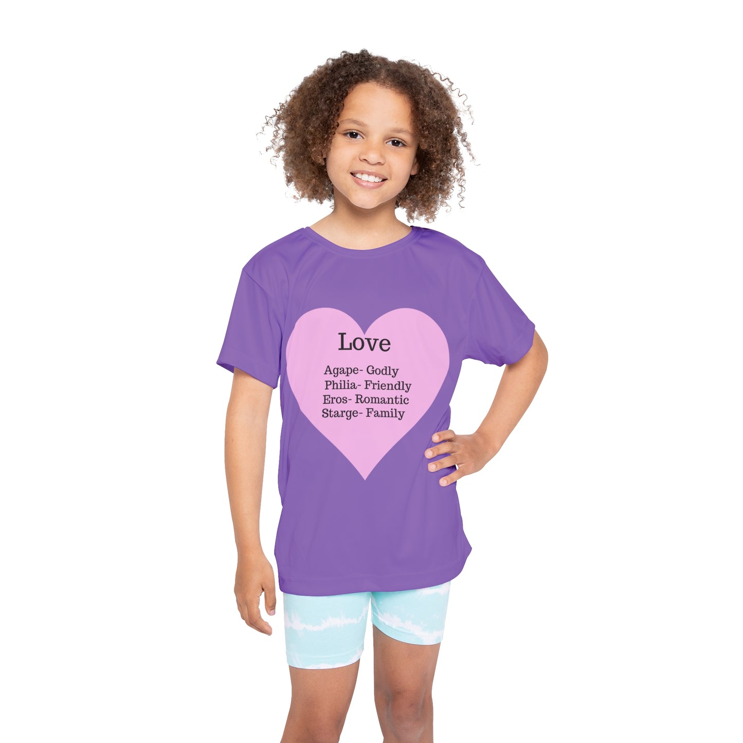 Types of Love Heart Kids Performance Jersey (Light purple)