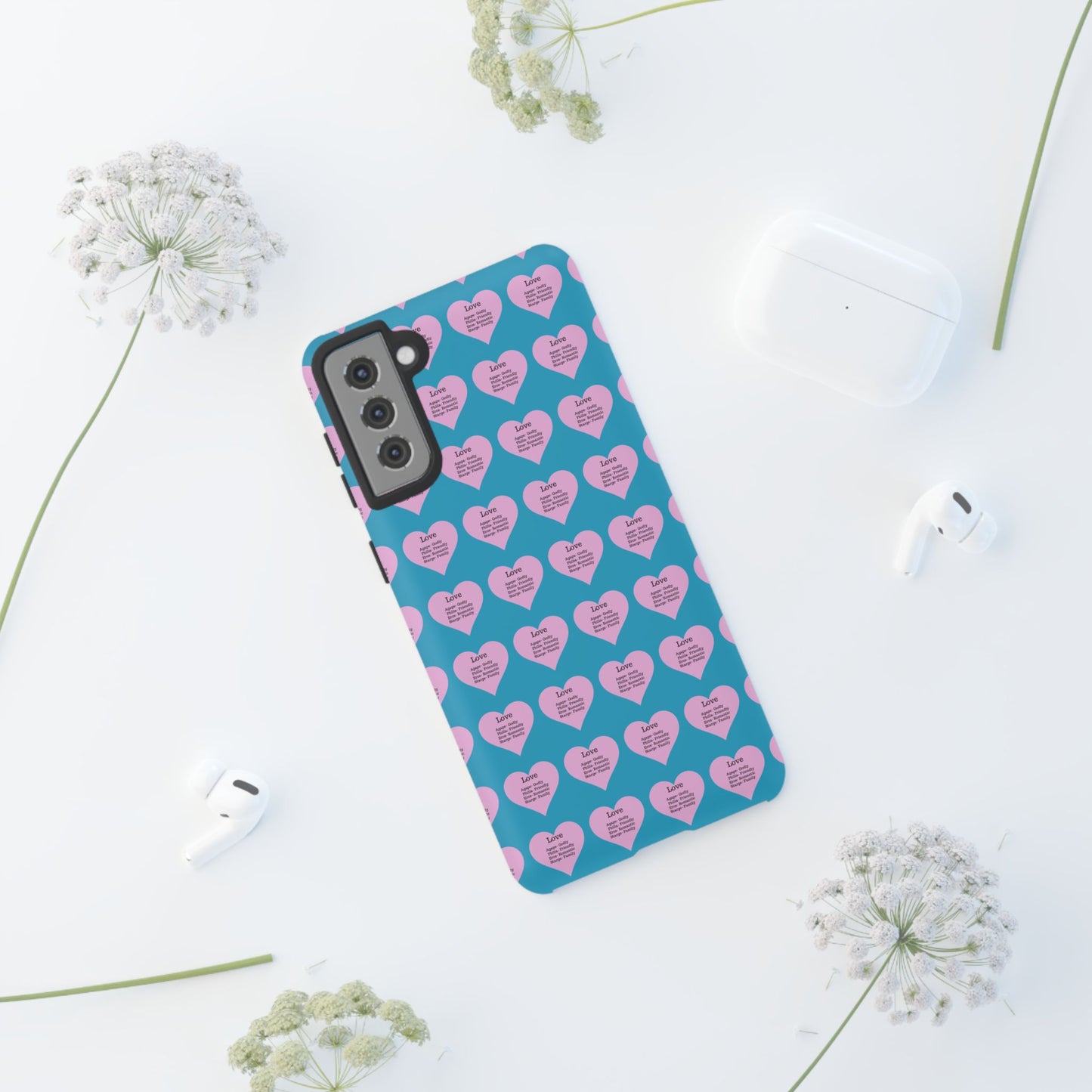 Hearts-A-Flutter Phone Case (Samsung)(Turquoise)