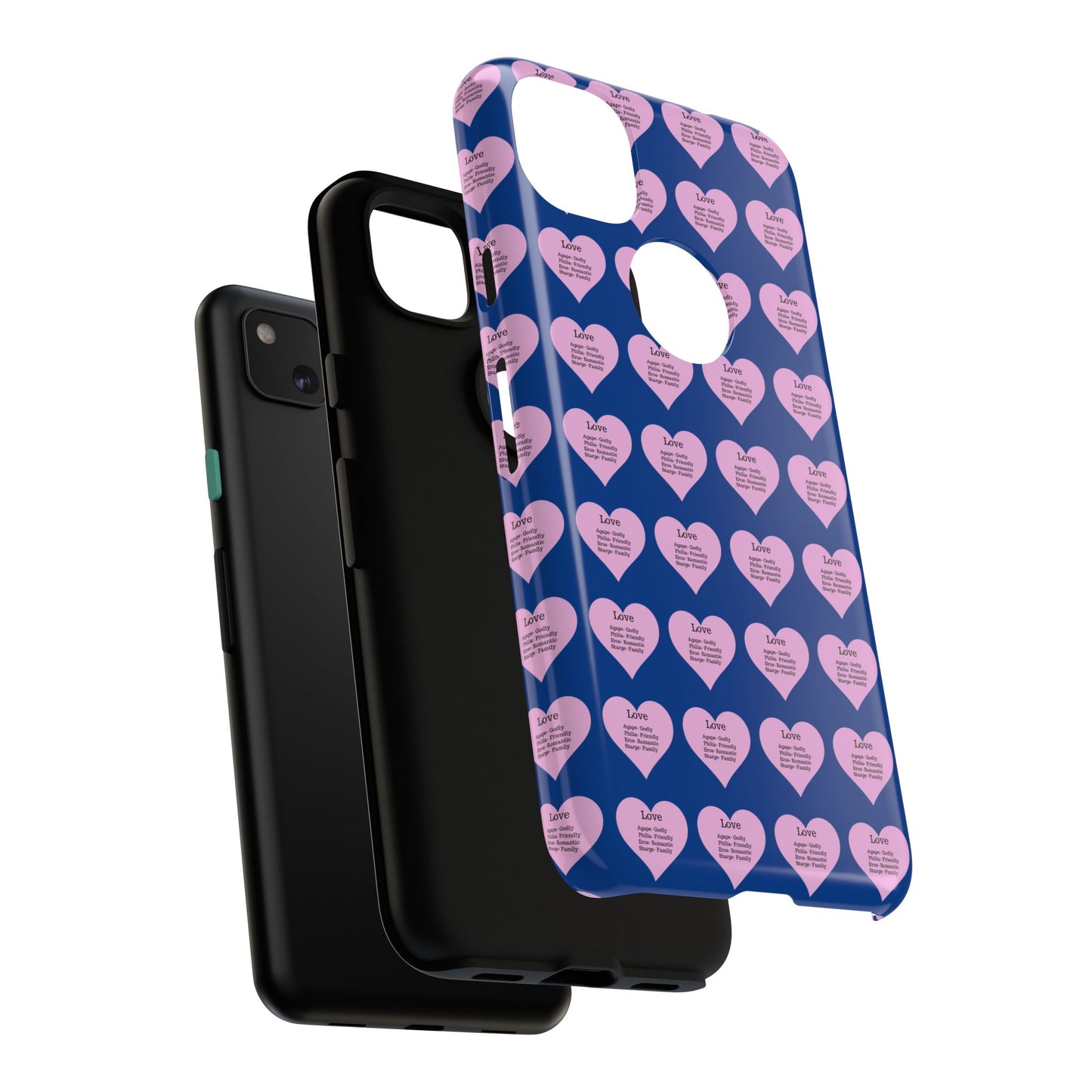 Hearts-A-Flutter Phone Case (iPhone, Google Pixel)(Dark blue)