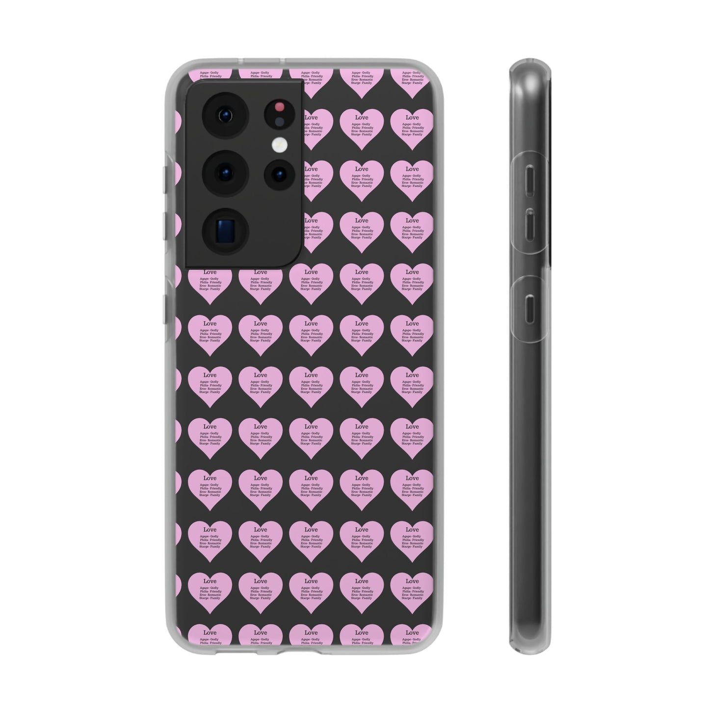 Pink Hearts Transparent Phone Case