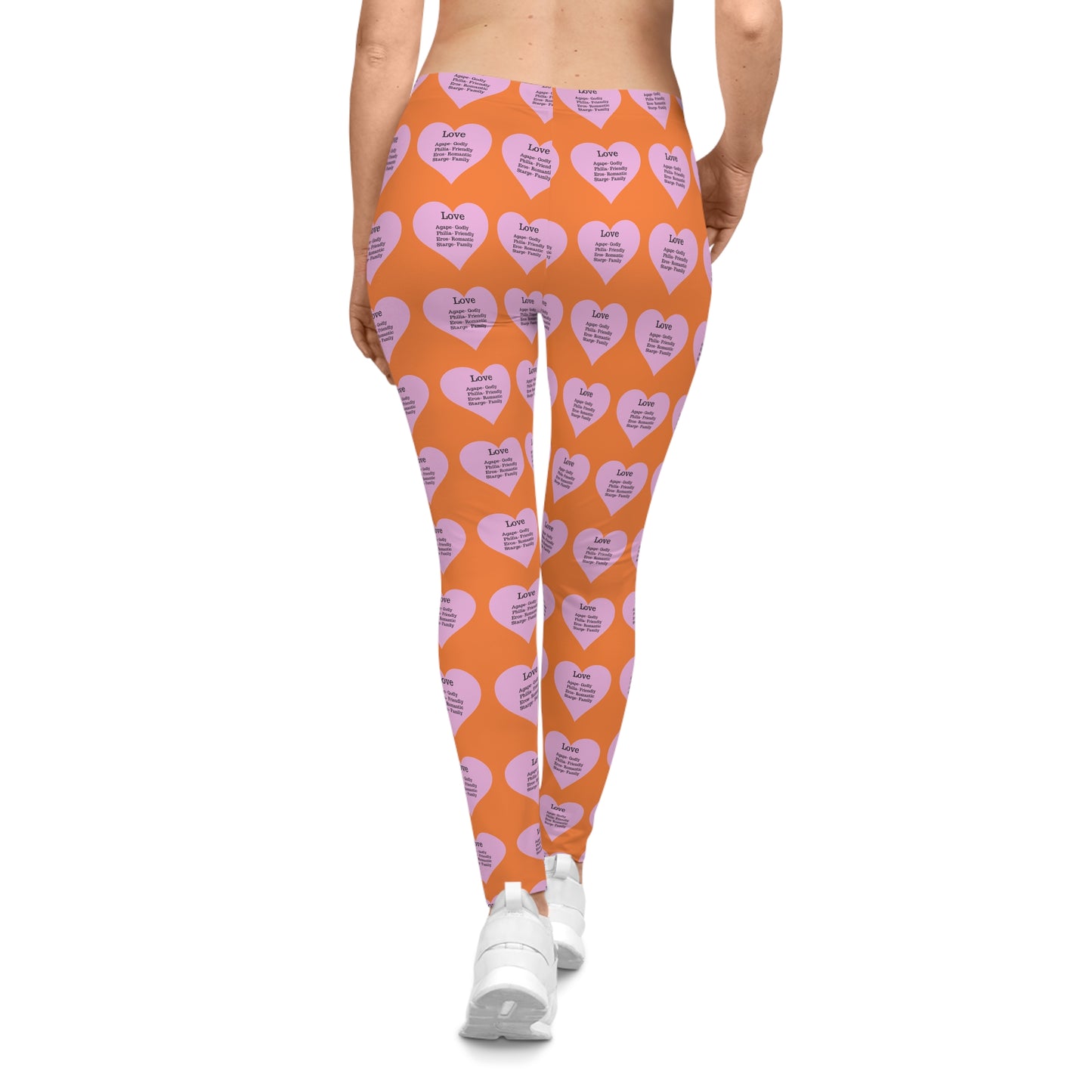 Playful Pink Heart Print Women's Casual Leggings (Crusta)