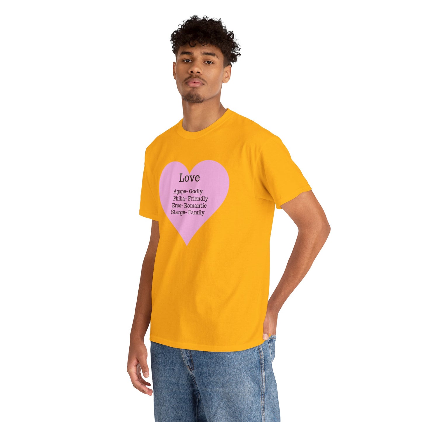 Unisex Love Heart Heavy Cotton T-Shirt - Comfortable Classic Fit Apparel