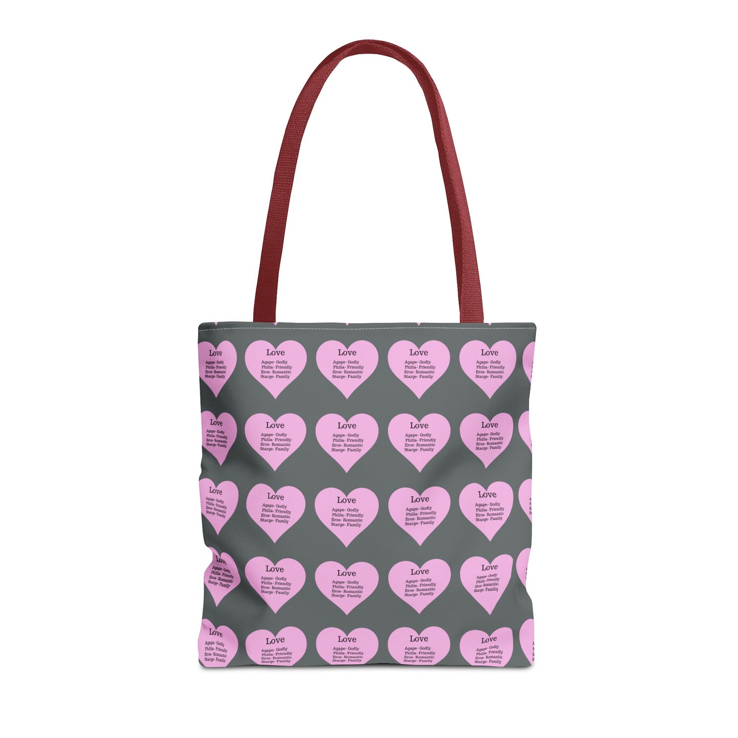 Pink Hearts Tote Bag (Dark grey)