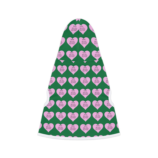 Charming Heart Pet Hoodie Pattern (Dark green)
