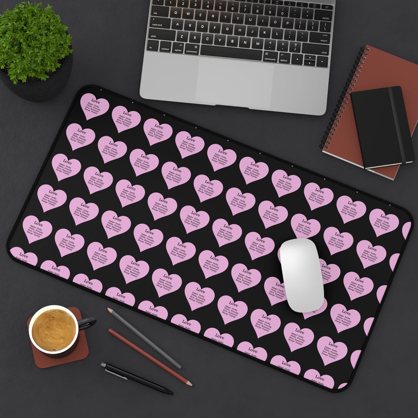Love Hearts Desk Mat (Black)