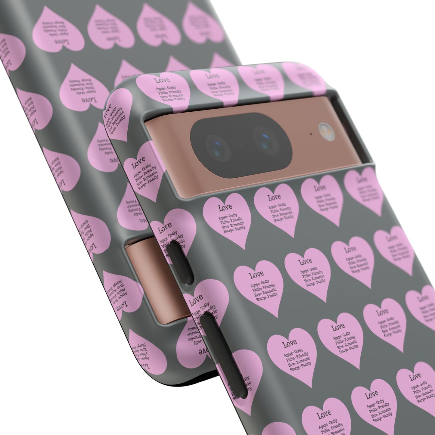 Hearts-A-Flutter Phone Case (iPhone, Google Pixel)(Dark grey)