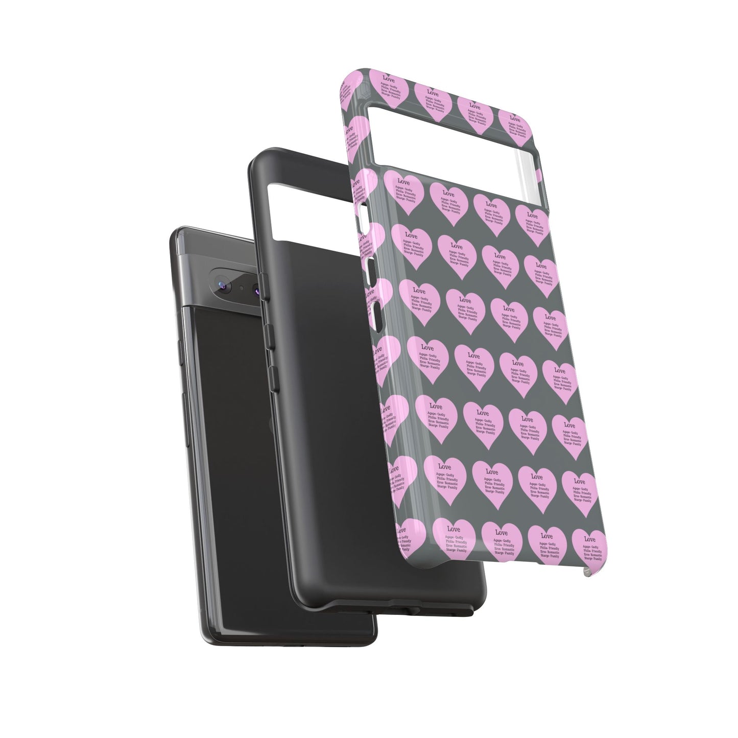 Hearts-A-Flutter Phone Case (iPhone, Google Pixel)(Dark grey)