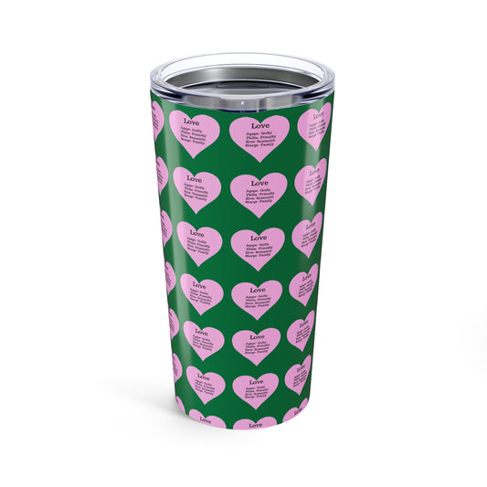Charming Heart Insulated Stainless Steel Tumbler (20oz)(Dark green)