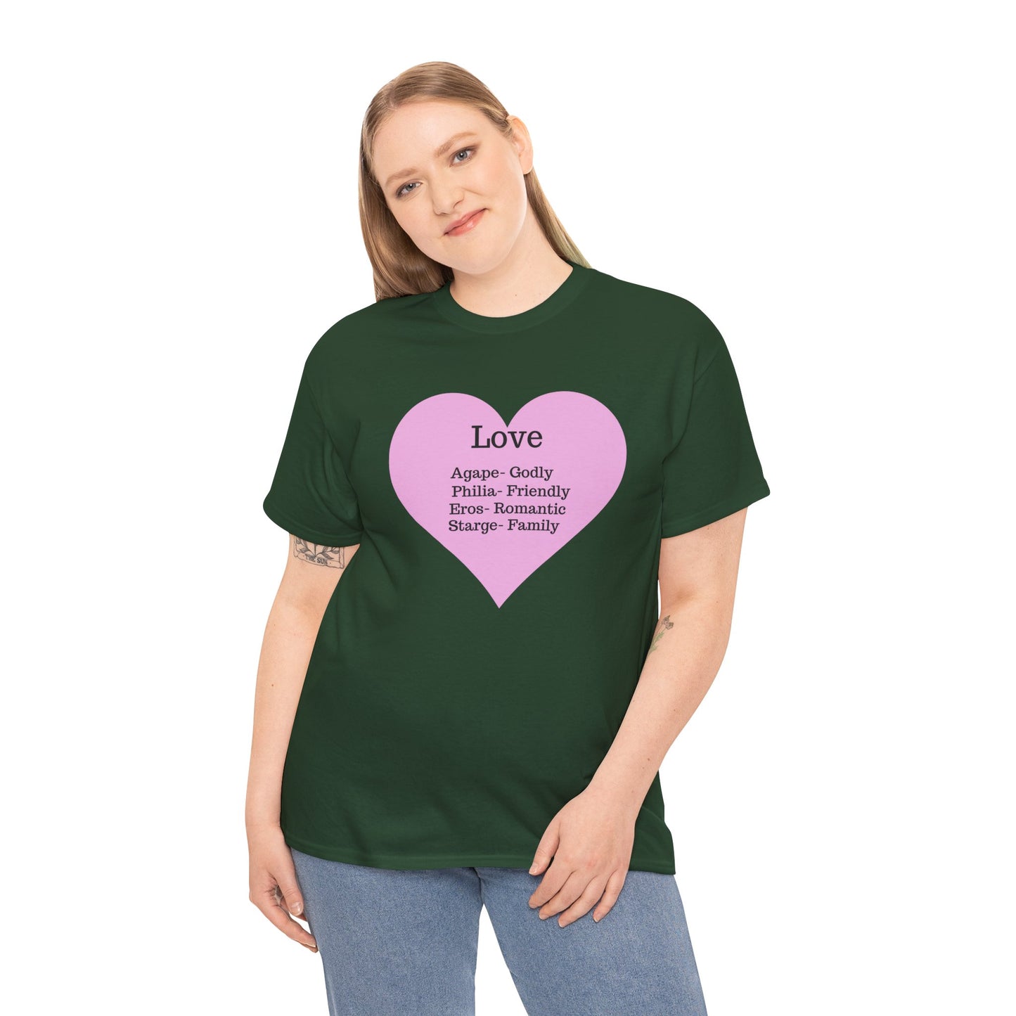 Unisex Love Heart Heavy Cotton T-Shirt - Comfortable Classic Fit Apparel