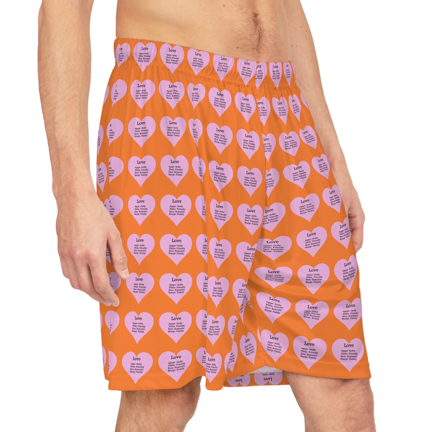 Love Heart All-Over-Print Basketball Shorts (Crusta)