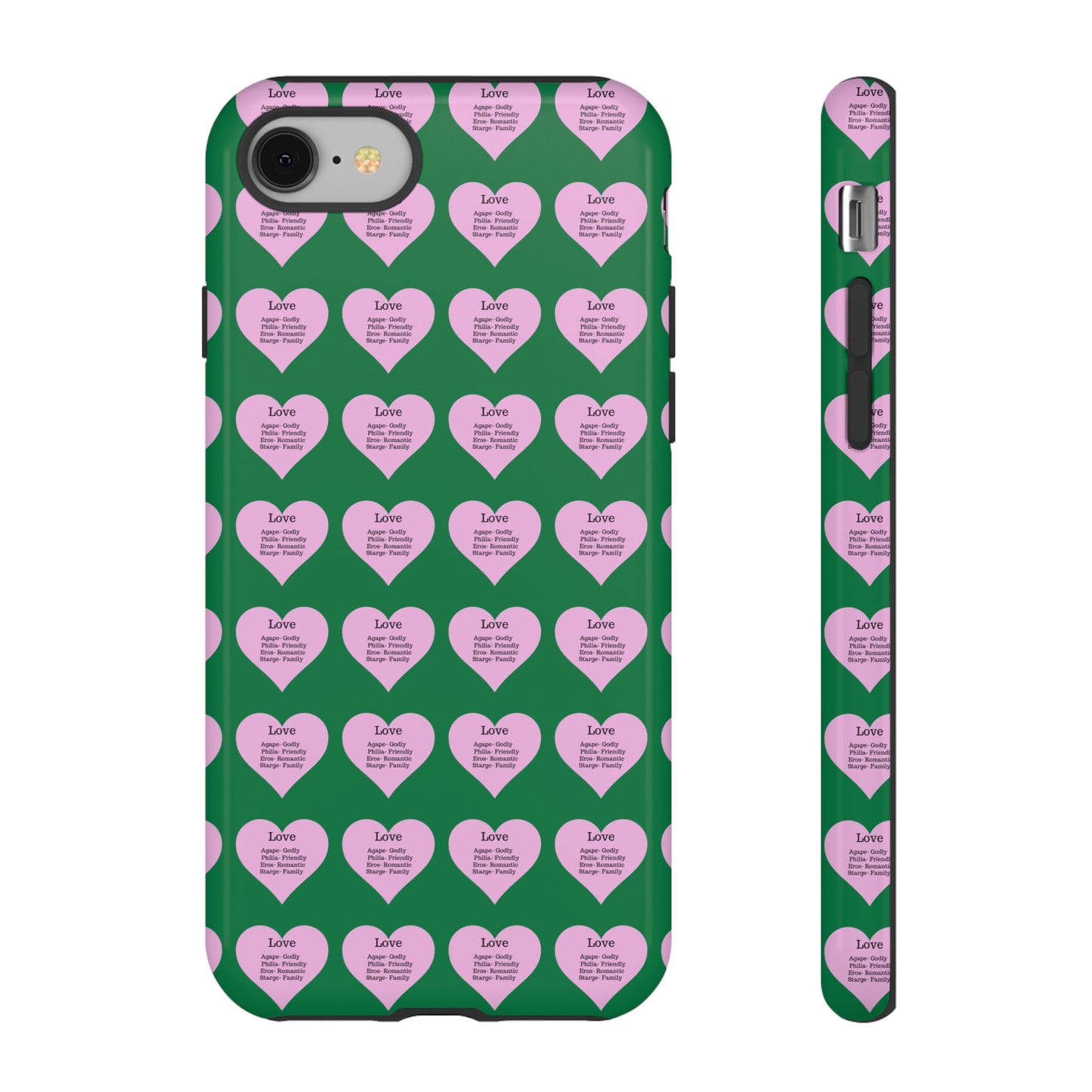 Hearts-A-Flutter Phone Case (iPhone, Google Pixel)(Dark green)